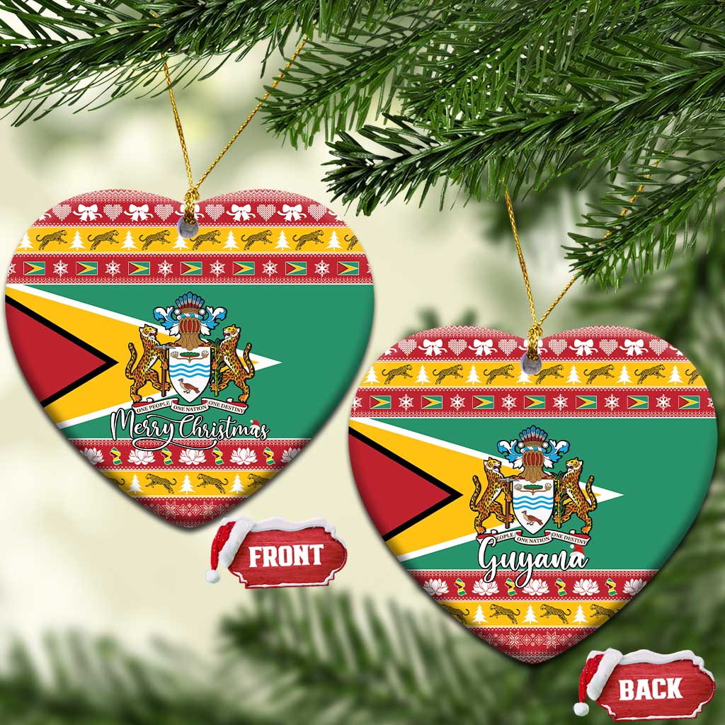Guyana Christmas Ceramic Ornament Coat Of Arms with Flag Style LT15