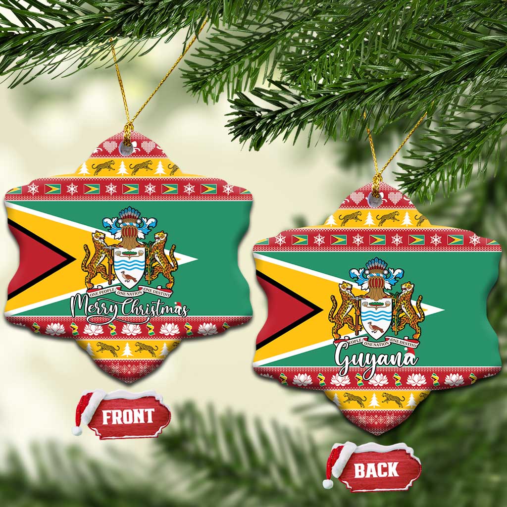 Guyana Christmas Ceramic Ornament Coat Of Arms with Flag Style LT15
