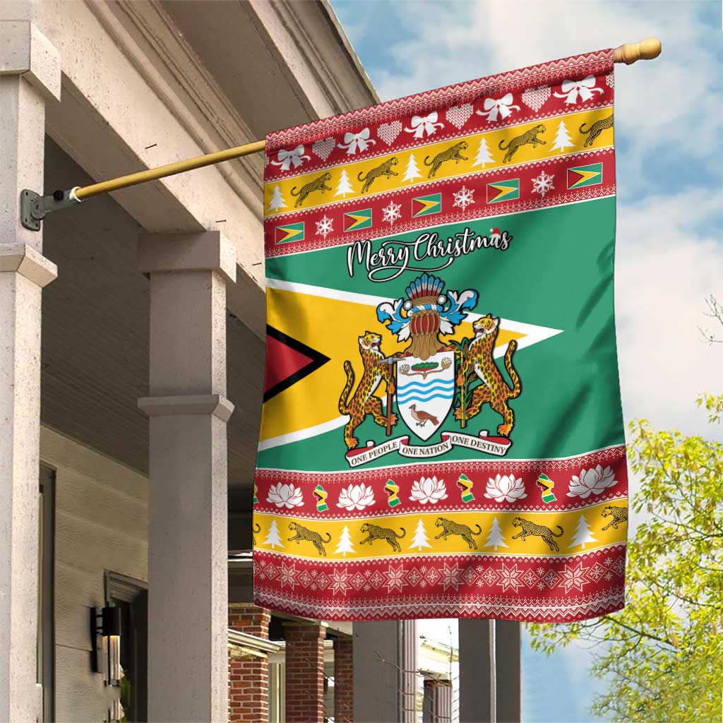 Afro Guyana Christmas Garden Flag Mix Coat Of Arms LT15