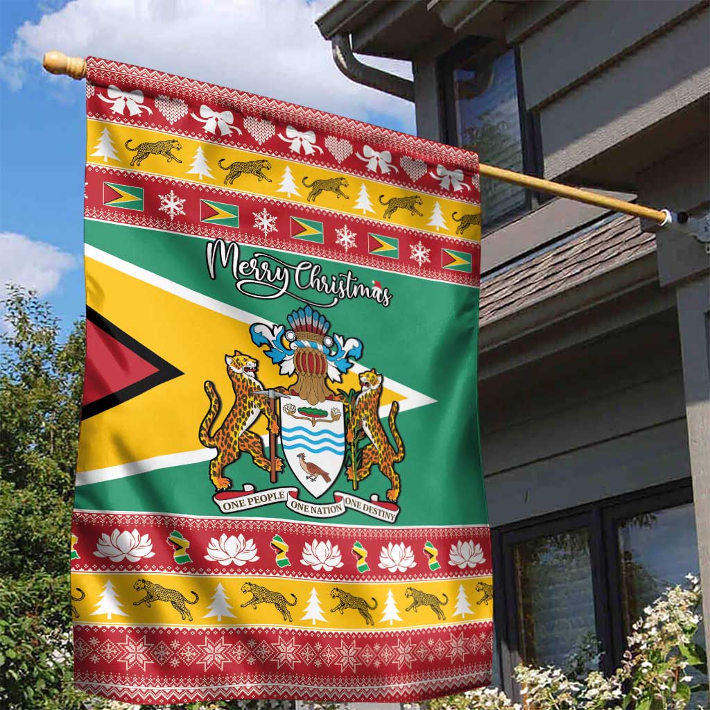 Afro Guyana Christmas Garden Flag Mix Coat Of Arms LT15