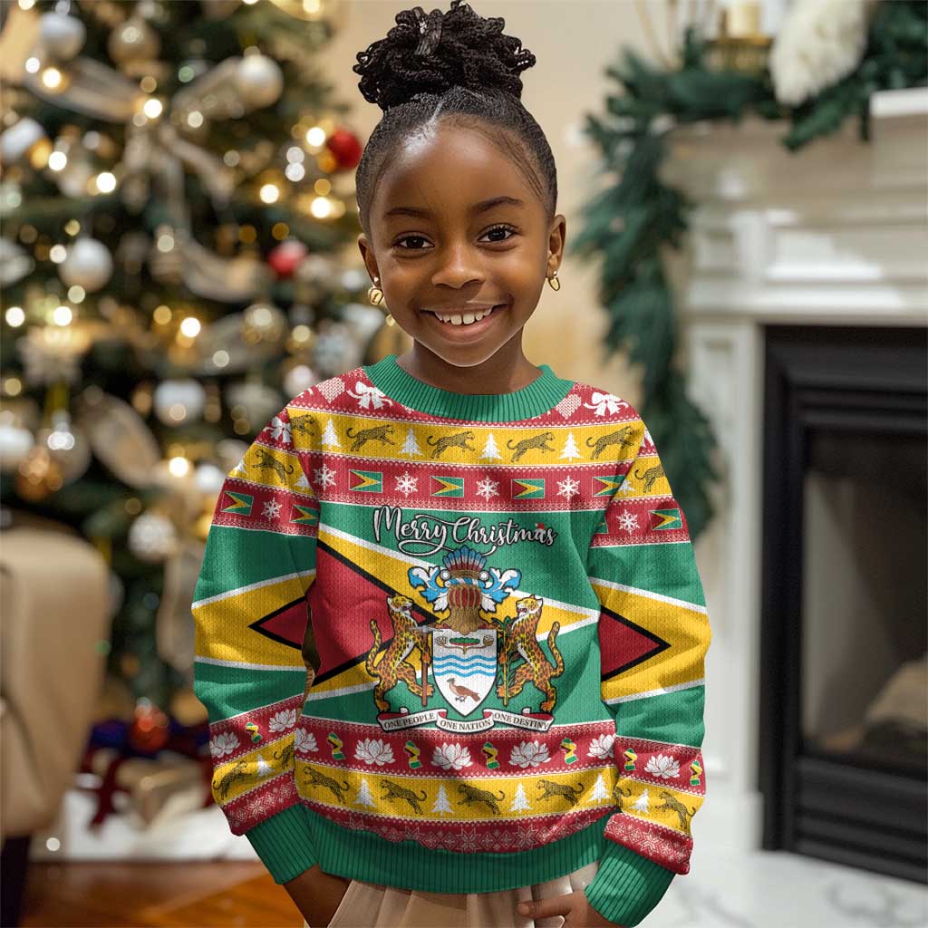 Afro Guyana Christmas Kid Ugly Christmas Sweater Mix Coat Of Arms LT15