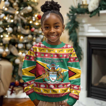 Afro Guyana Christmas Kid Ugly Christmas Sweater Mix Coat Of Arms LT15