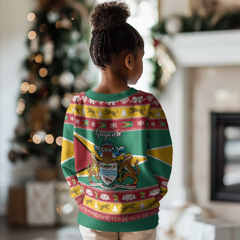 Afro Guyana Christmas Kid Ugly Christmas Sweater Mix Coat Of Arms LT15
