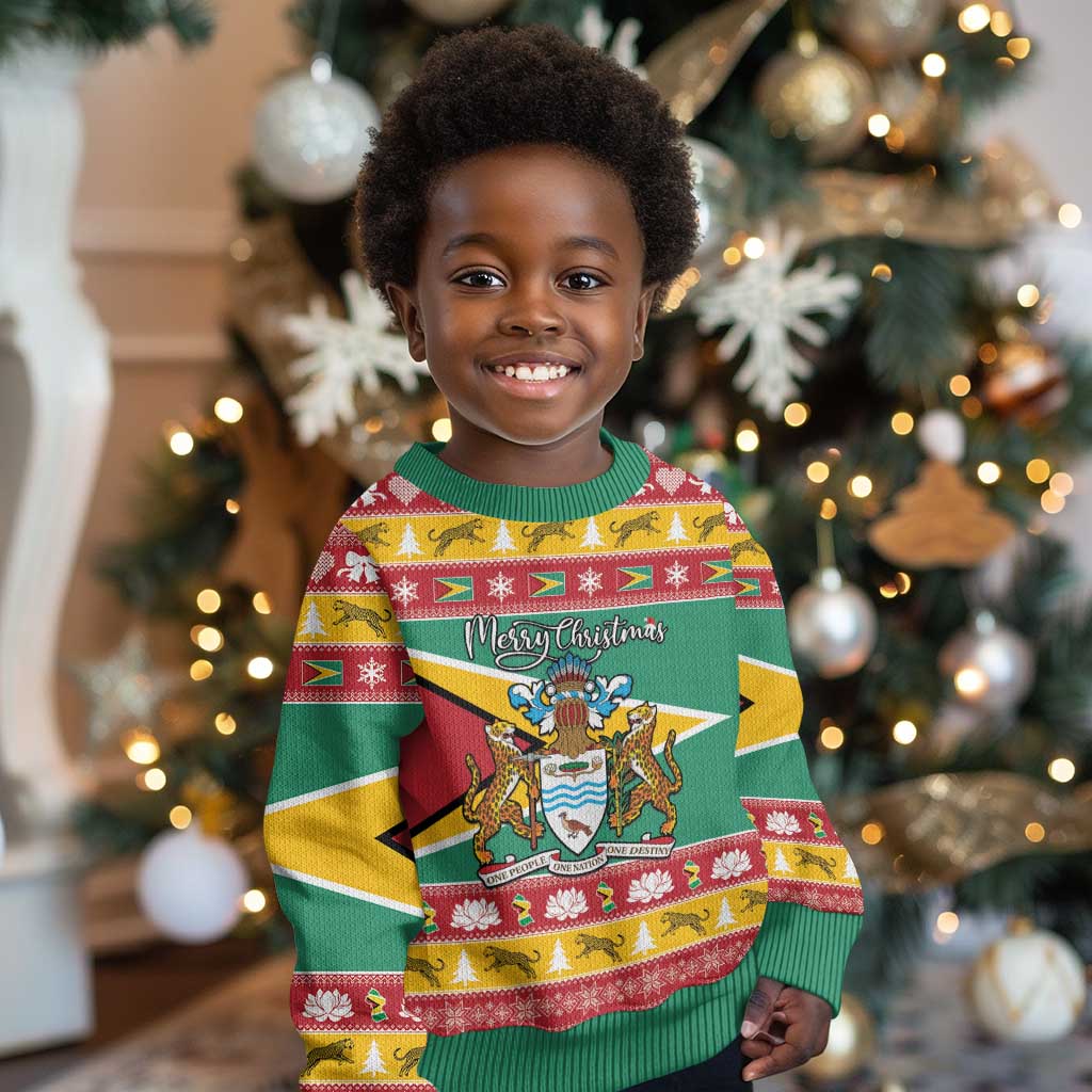 Afro Guyana Christmas Kid Ugly Christmas Sweater Mix Coat Of Arms LT15