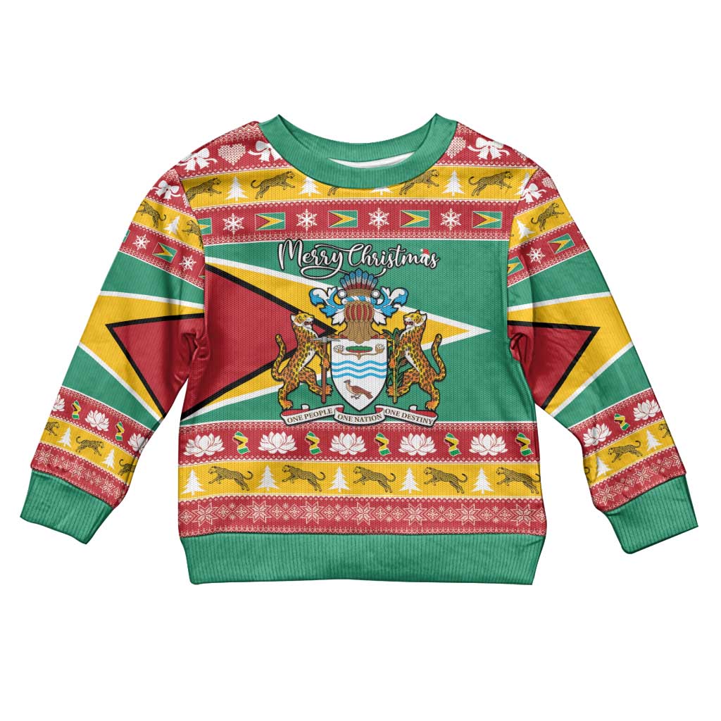 Afro Guyana Christmas Kid Ugly Christmas Sweater Mix Coat Of Arms LT15