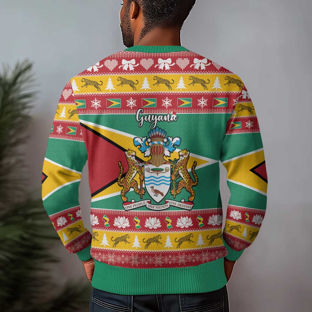 Afro Guyana Christmas Ugly Christmas Sweater Mix Coat Of Arms LT15