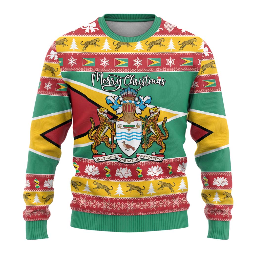 Afro Guyana Christmas Ugly Christmas Sweater Mix Coat Of Arms LT15