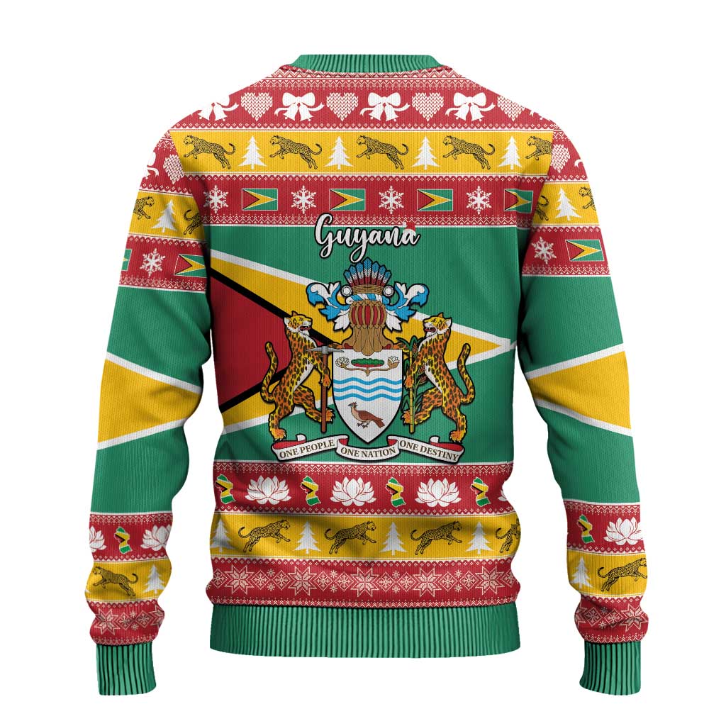 Afro Guyana Christmas Ugly Christmas Sweater Mix Coat Of Arms LT15