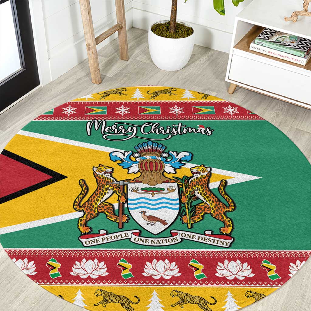Afro Guyana Christmas Round Carpet Mix Coat Of Arms LT15