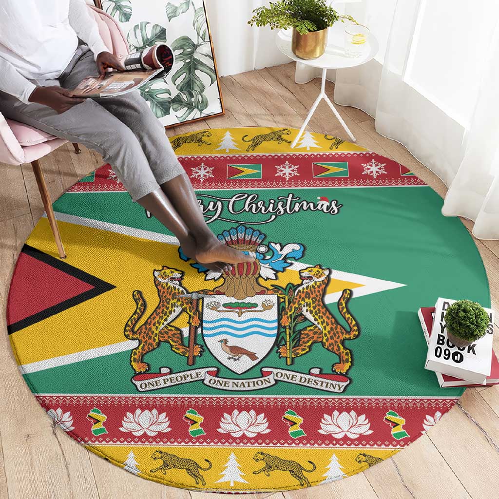 Afro Guyana Christmas Round Carpet Mix Coat Of Arms LT15
