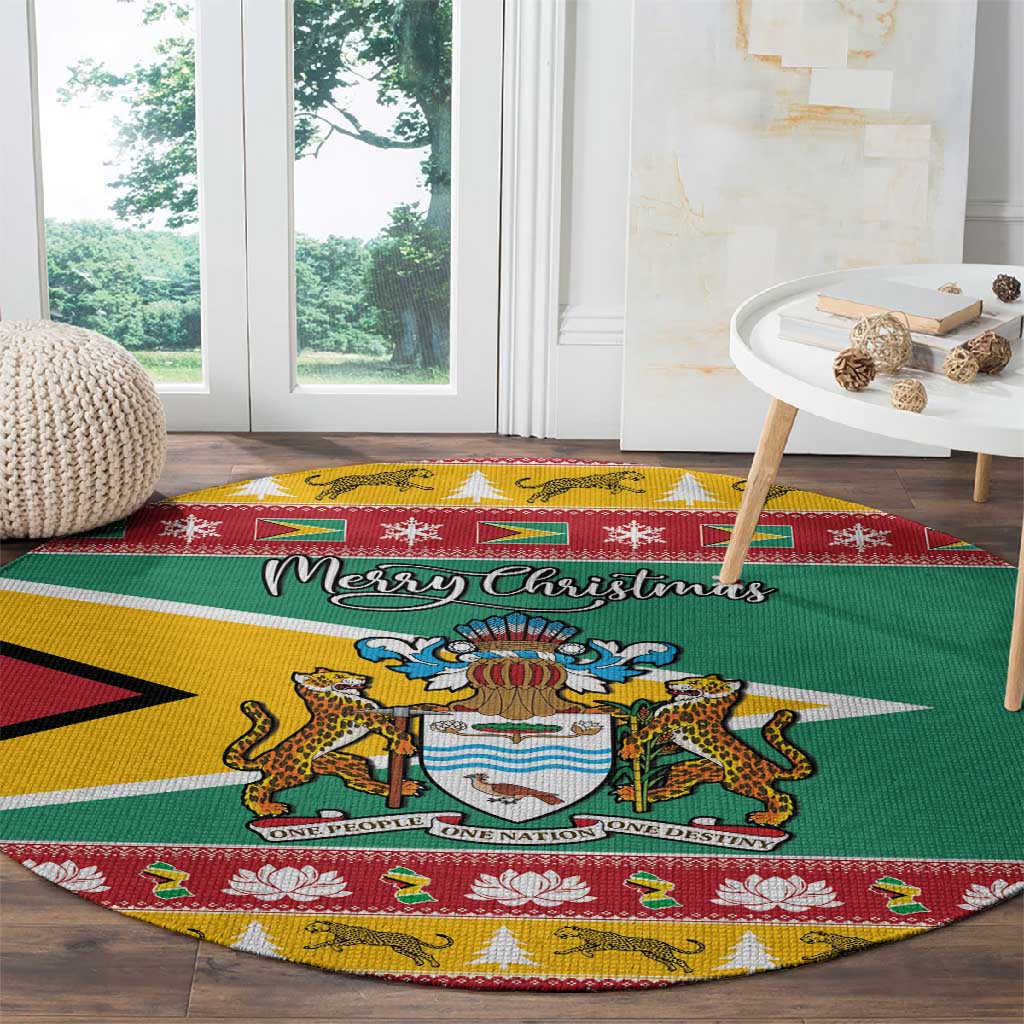 Afro Guyana Christmas Round Carpet Mix Coat Of Arms LT15