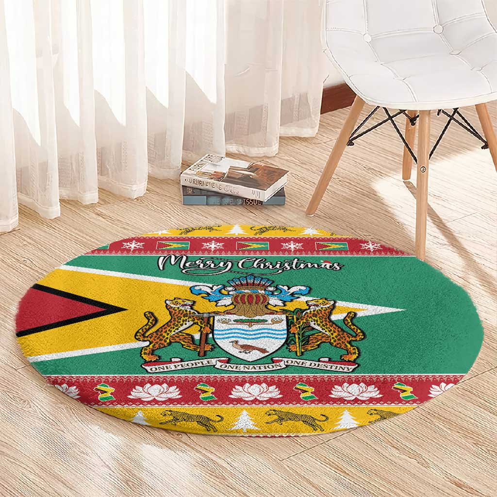 Afro Guyana Christmas Round Carpet Mix Coat Of Arms LT15