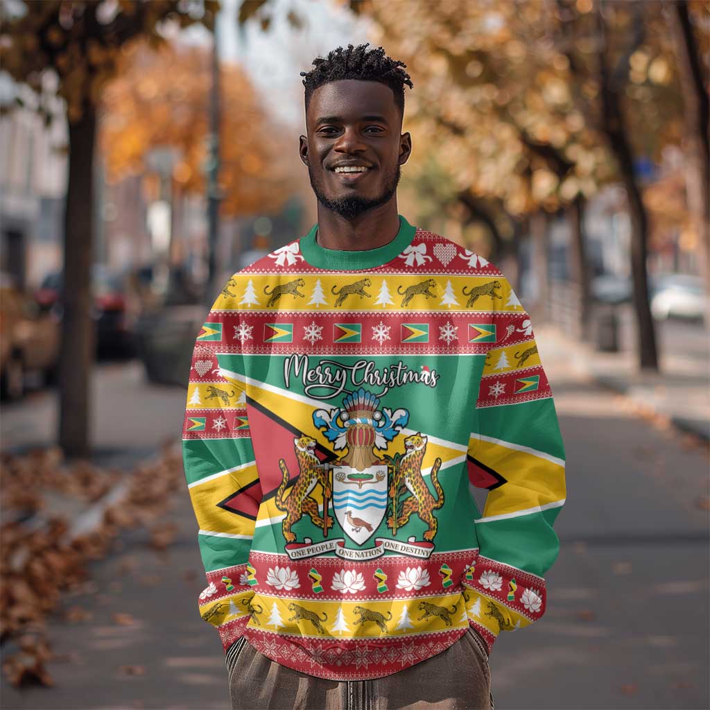 Afro Guyana Christmas Sweatshirt Mix Coat Of Arms LT15
