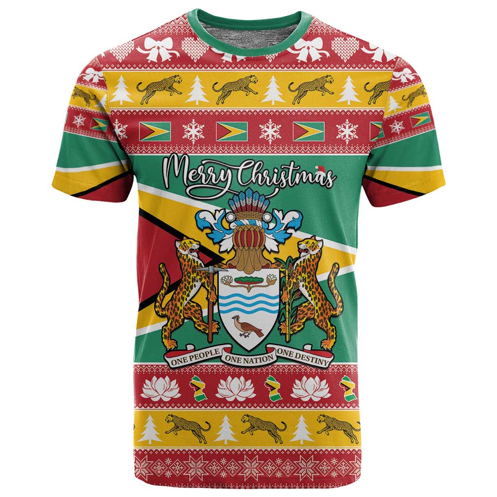 Afro Guyana Christmas T shirt Mix Coat Of Arms LT15