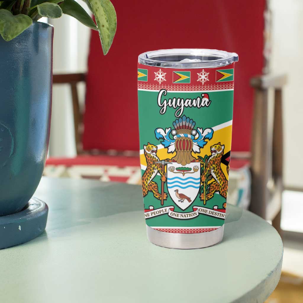 Afro Guyana Christmas Tumbler Cup Mix Coat Of Arms LT15