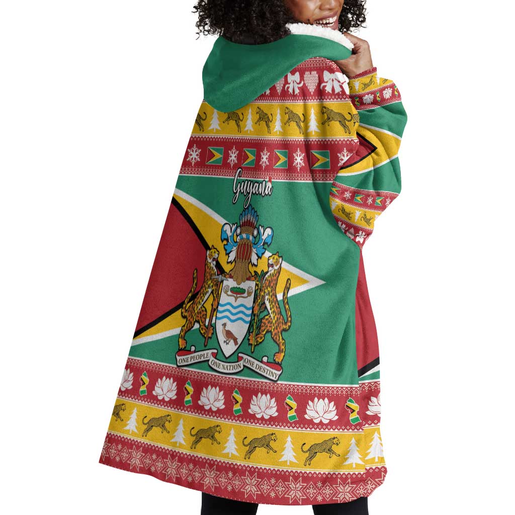 Afro Guyana Christmas Wearable Blanket Hoodie Mix Coat Of Arms LT15