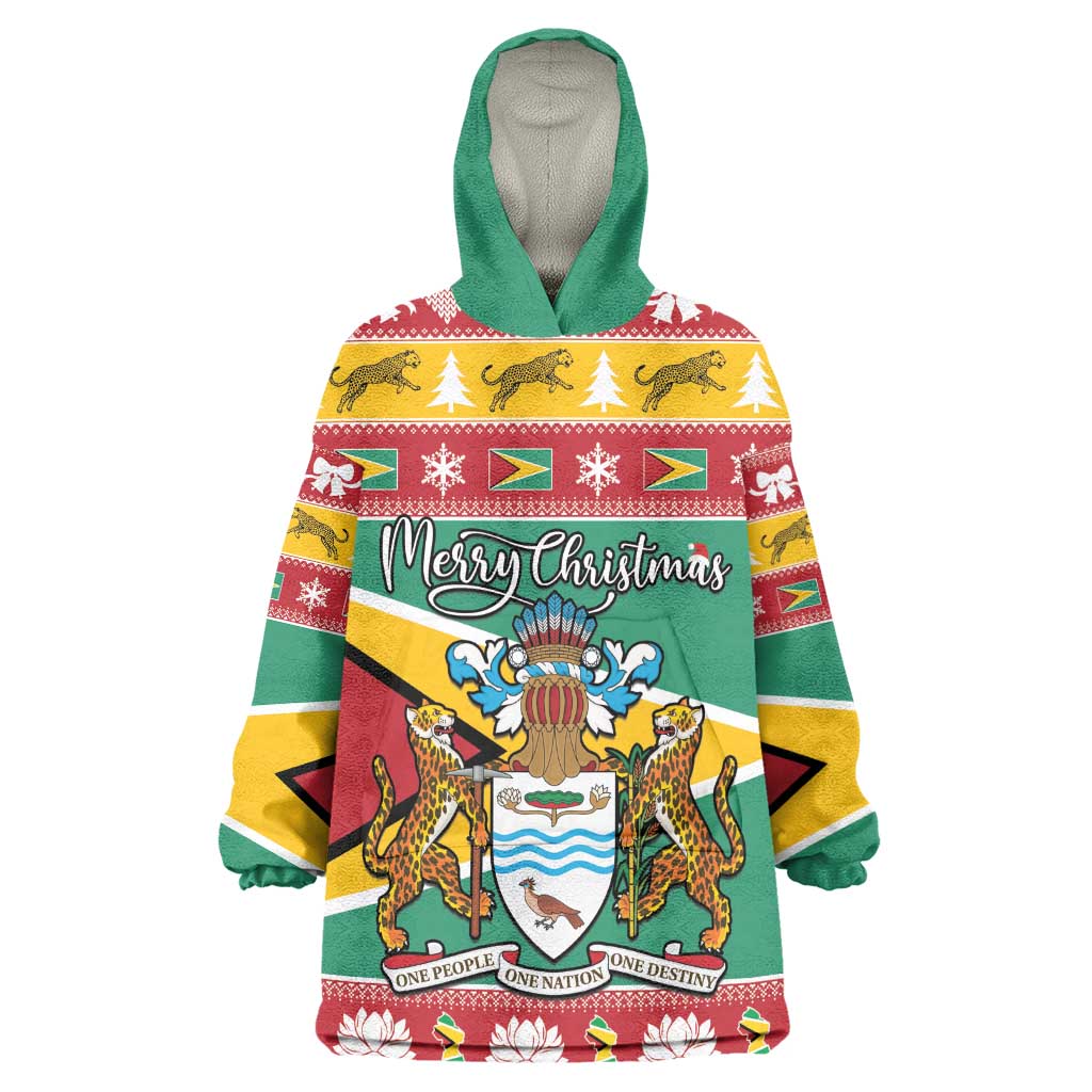 Afro Guyana Christmas Wearable Blanket Hoodie Mix Coat Of Arms LT15