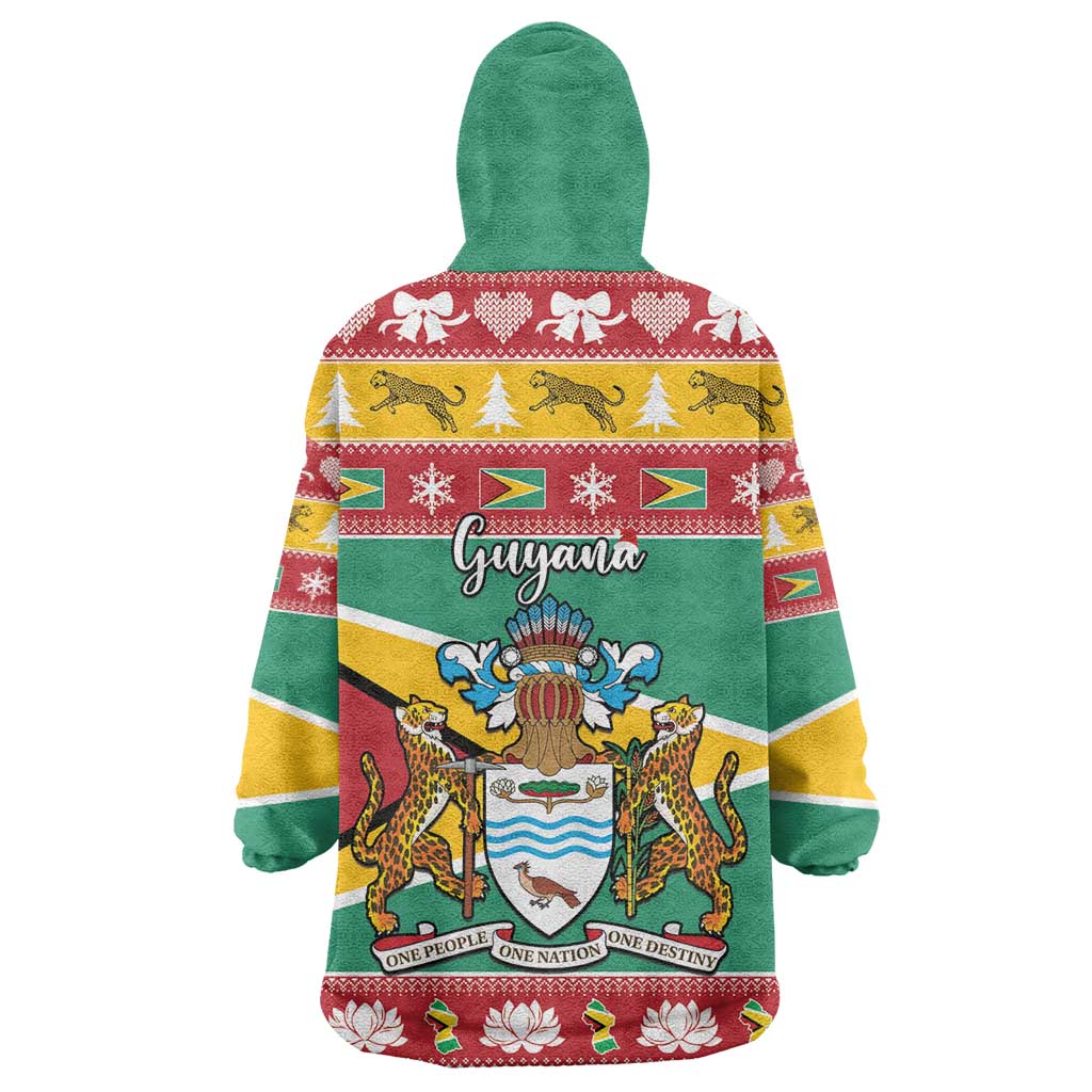 Afro Guyana Christmas Wearable Blanket Hoodie Mix Coat Of Arms LT15