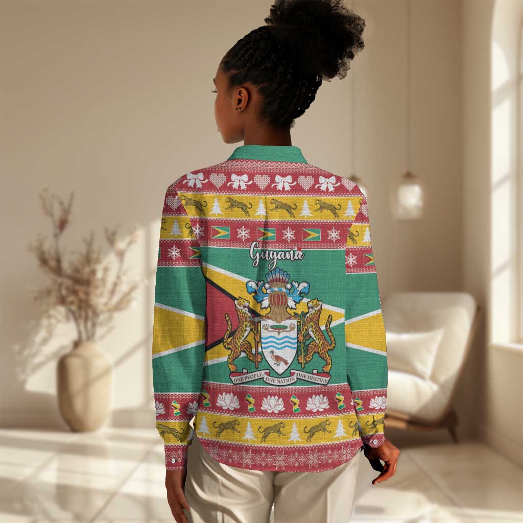 Afro Guyana Christmas Women Casual Shirt Mix Coat Of Arms LT15