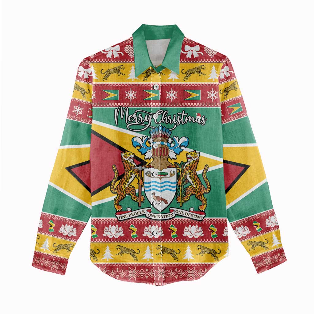 Afro Guyana Christmas Women Casual Shirt Mix Coat Of Arms LT15