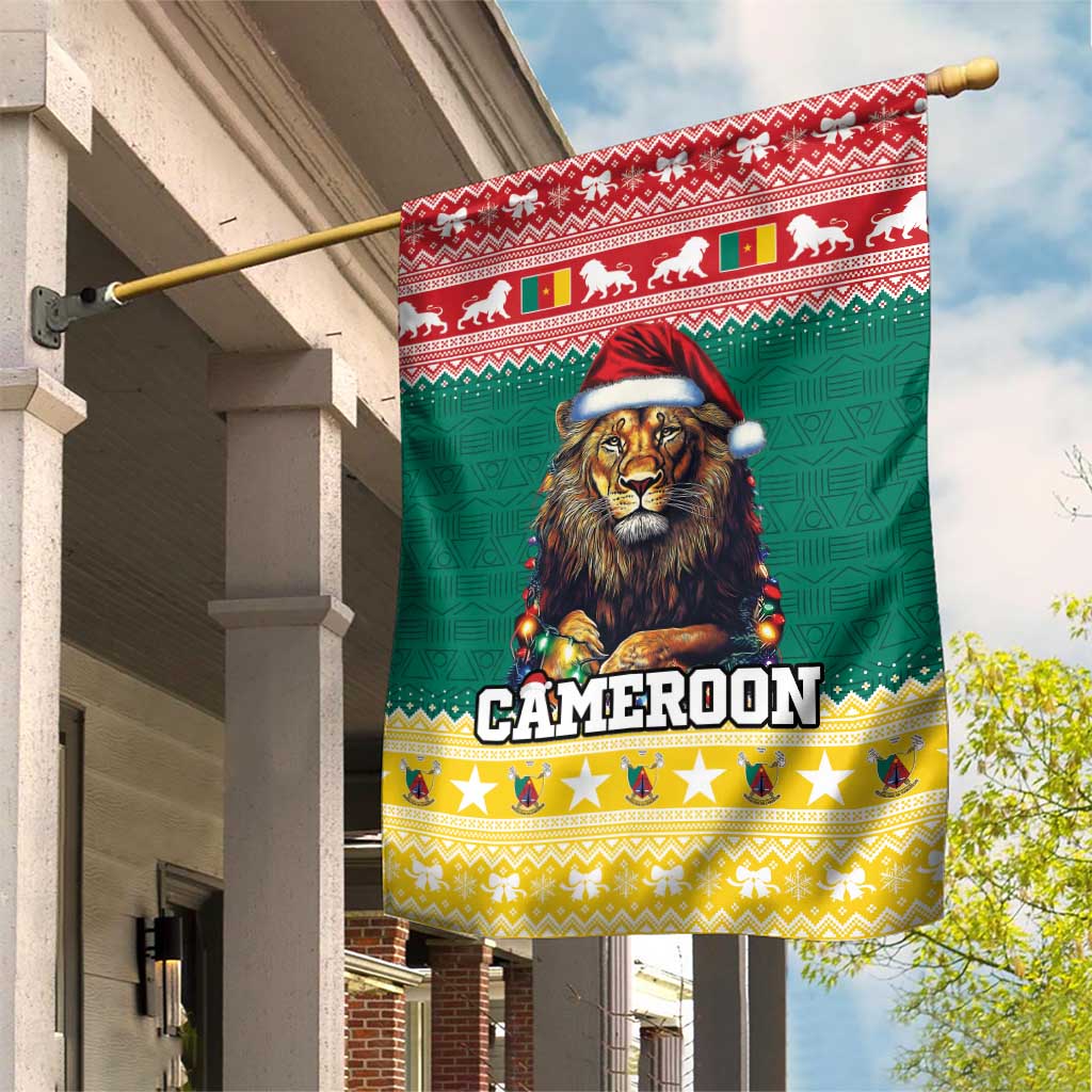 Cameroon Christmas Garden Flag Lion African Santa LT15