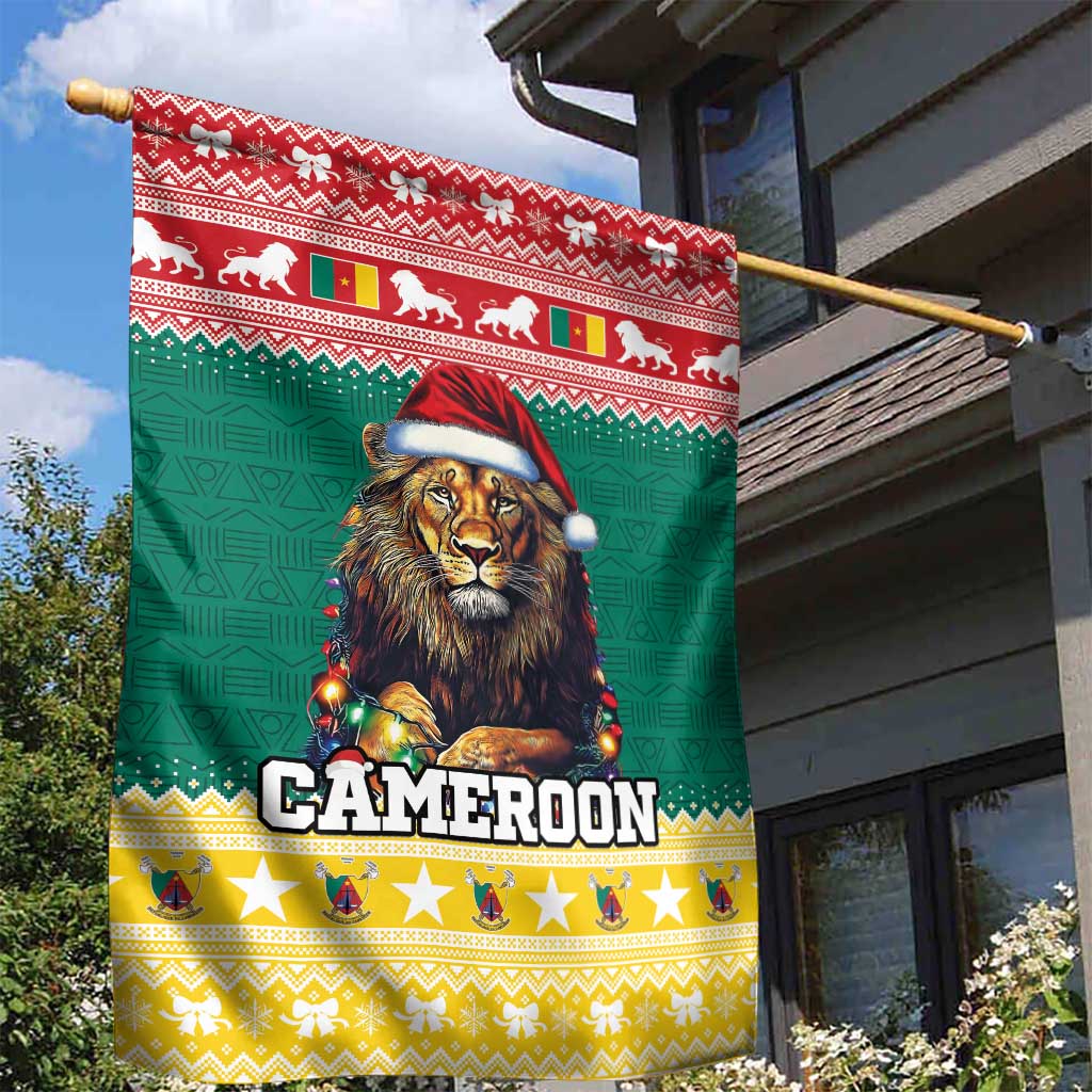 Cameroon Christmas Garden Flag Lion African Santa LT15