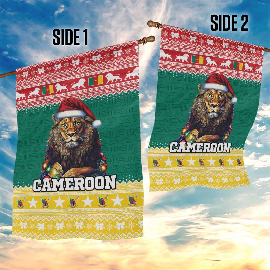 Cameroon Christmas Garden Flag Lion African Santa LT15