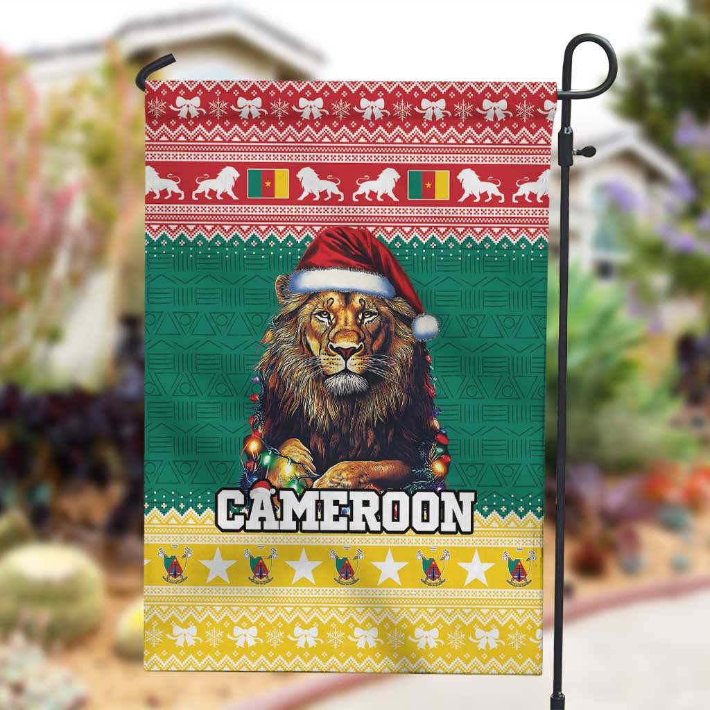 Cameroon Christmas Garden Flag Lion African Santa LT15