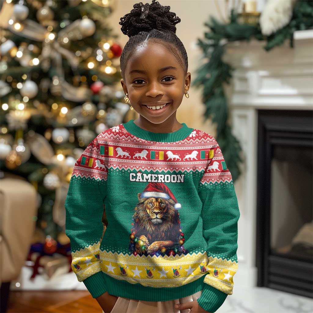 Cameroon Christmas Kid Ugly Christmas Sweater Lion African Santa LT15