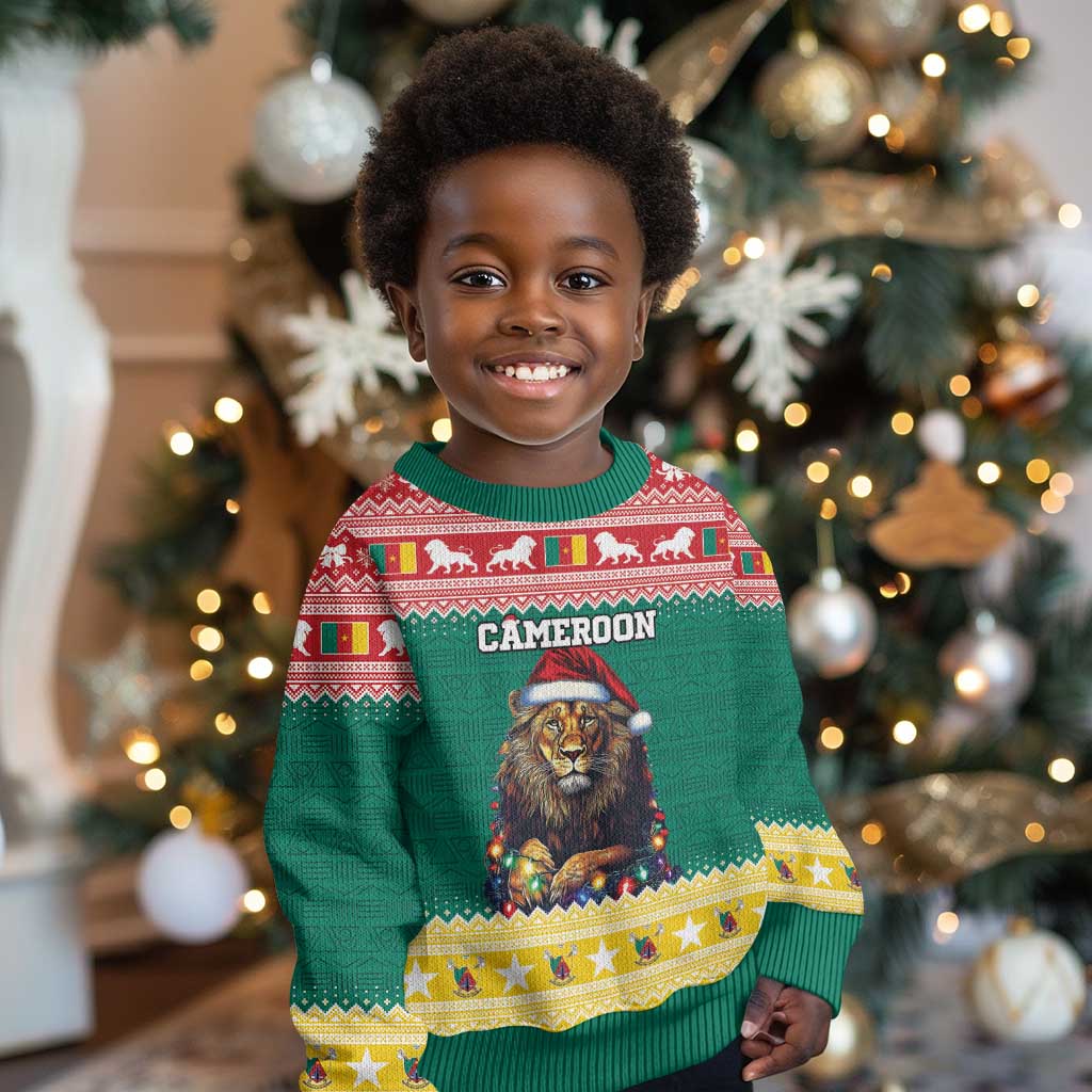 Cameroon Christmas Kid Ugly Christmas Sweater Lion African Santa LT15