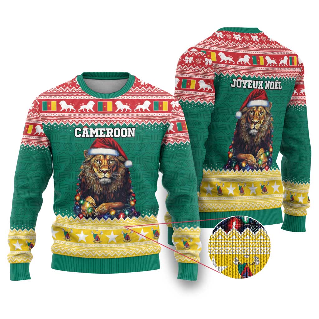 Cameroon Christmas Ugly Christmas Sweater Lion African Santa LT15