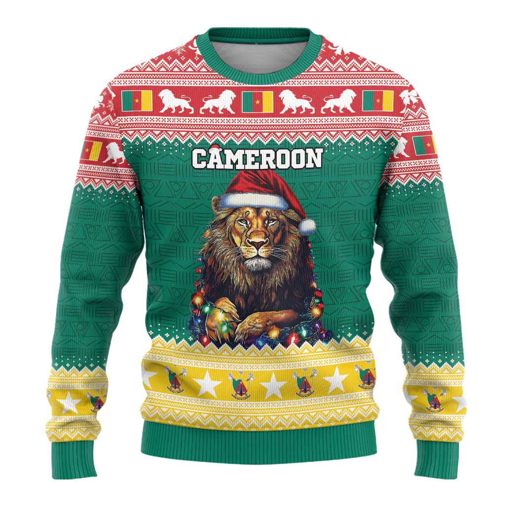 Cameroon Christmas Ugly Christmas Sweater Lion African Santa LT15
