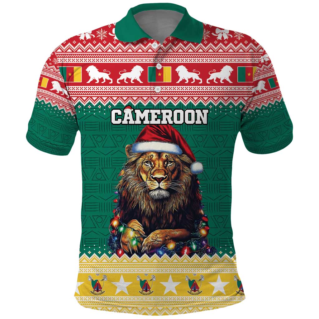 Cameroon Christmas Polo Shirt Lion Santa Joyeux Noel LT15