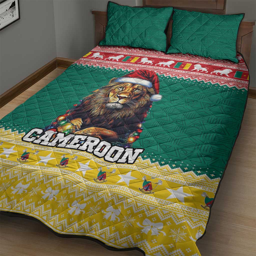 Cameroon Christmas Quilt Bed Set Lion African Santa LT15
