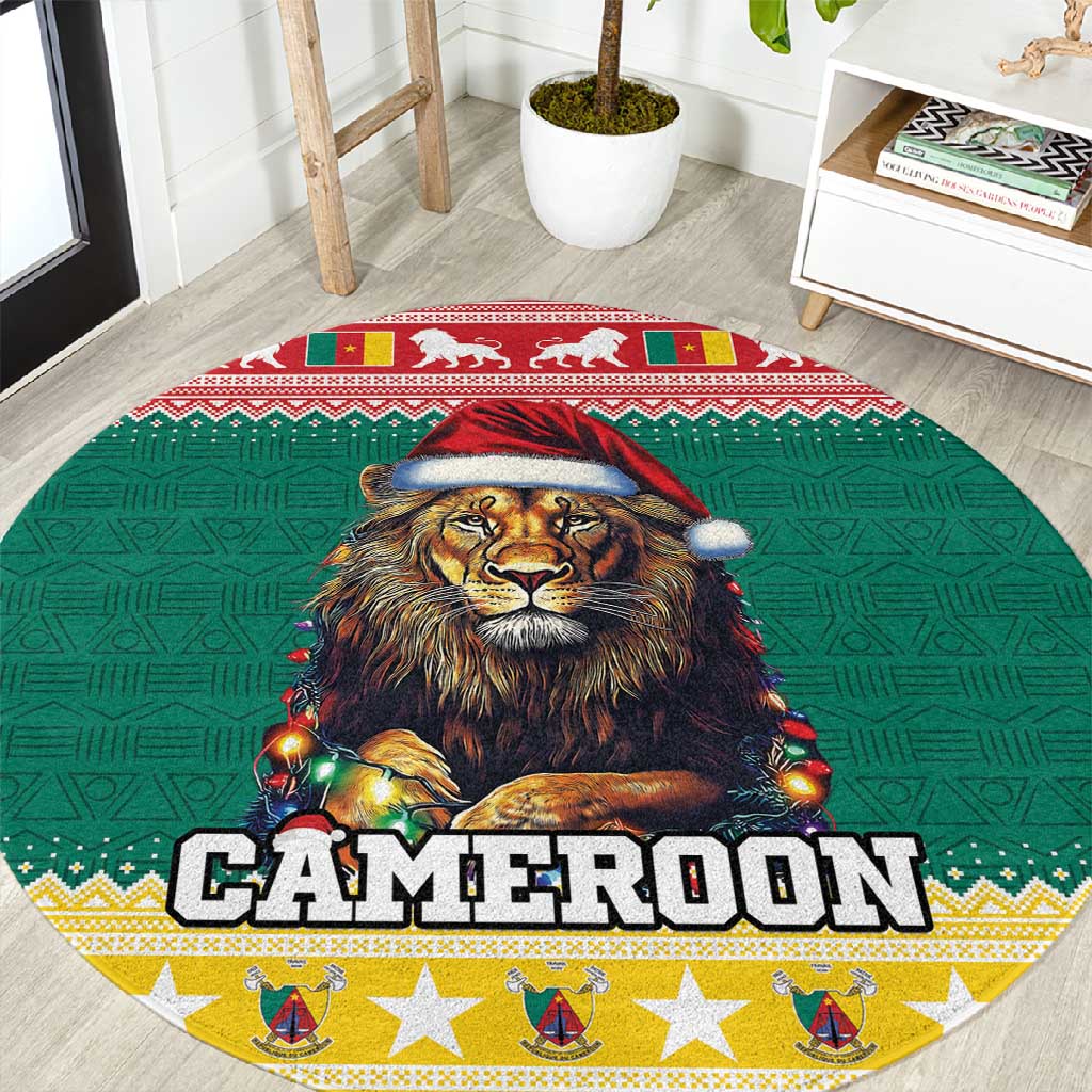 Cameroon Christmas Round Carpet Lion African Santa LT15