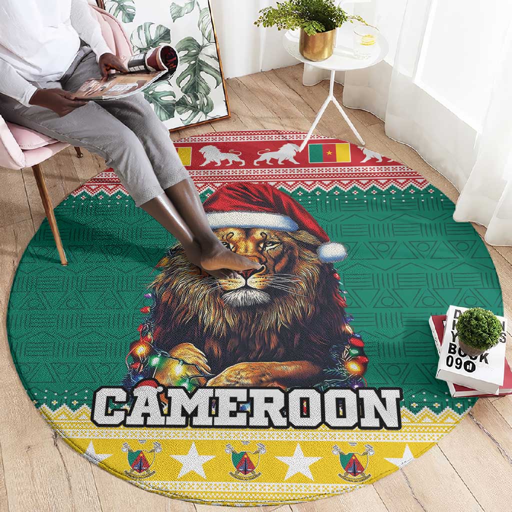 Cameroon Christmas Round Carpet Lion African Santa LT15