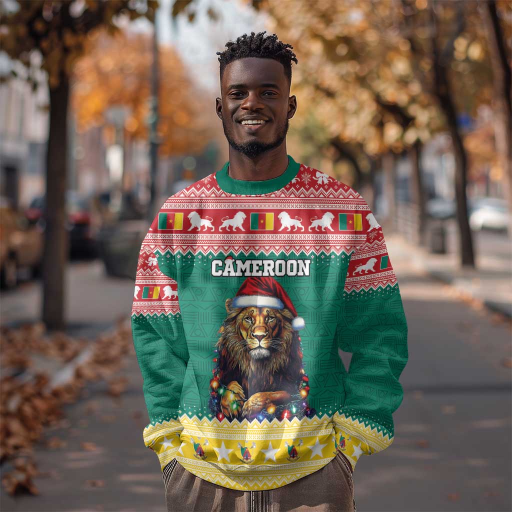 Cameroon Christmas Sweatshirt Lion African Santa LT15