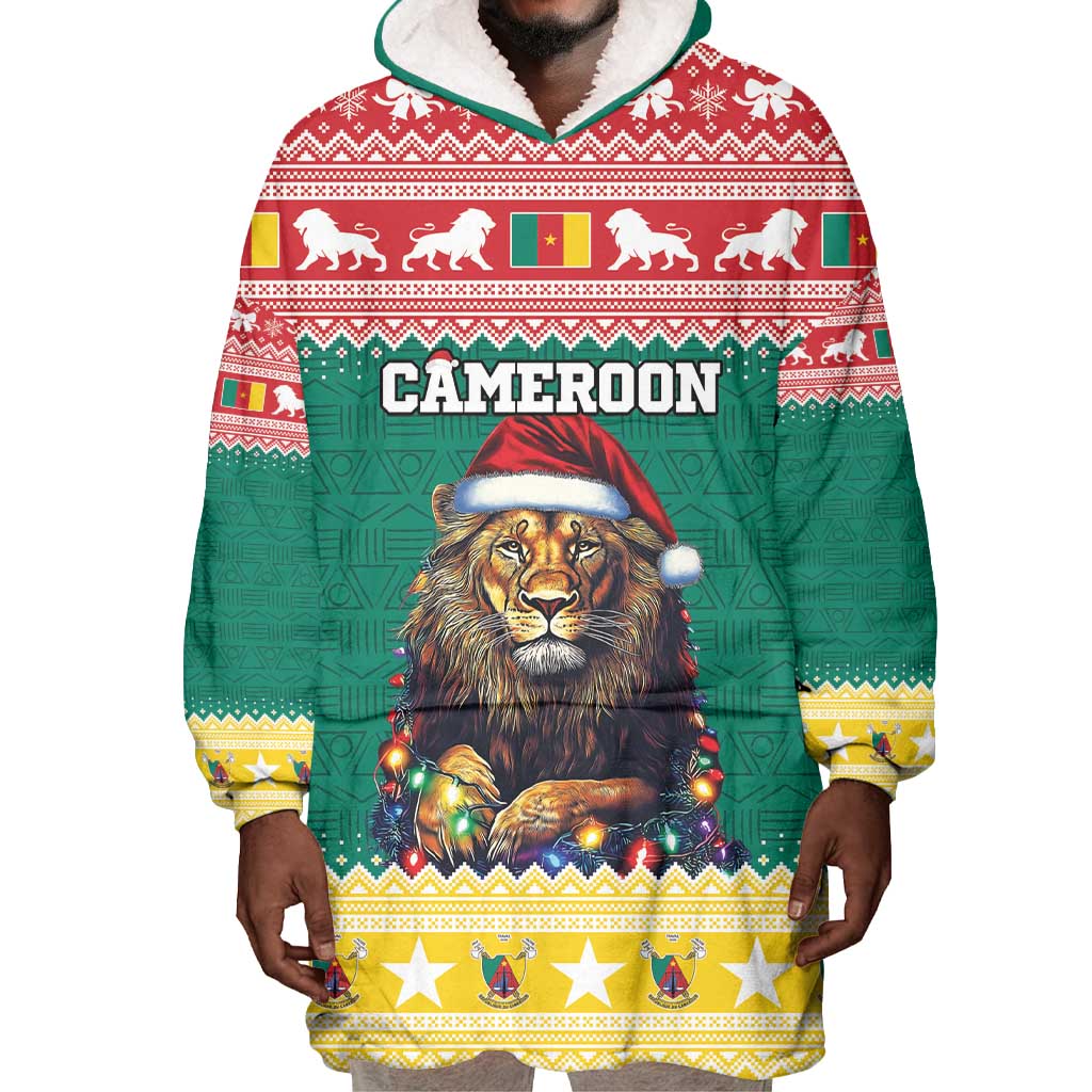 Cameroon Christmas Wearable Blanket Hoodie Lion African Santa LT15