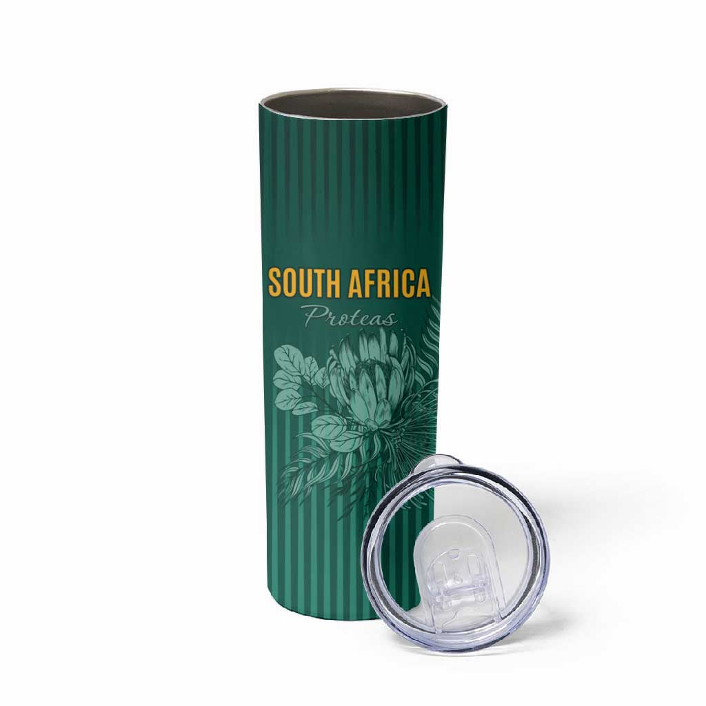 Custom South Africa Cricket Skinny Tumbler Come On Proteas LT15