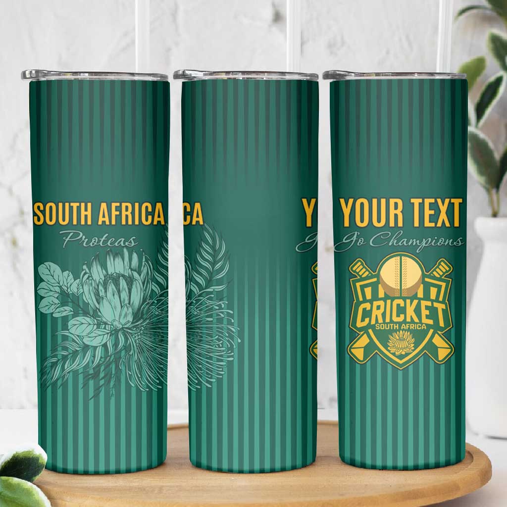 Custom South Africa Cricket Skinny Tumbler Come On Proteas LT15