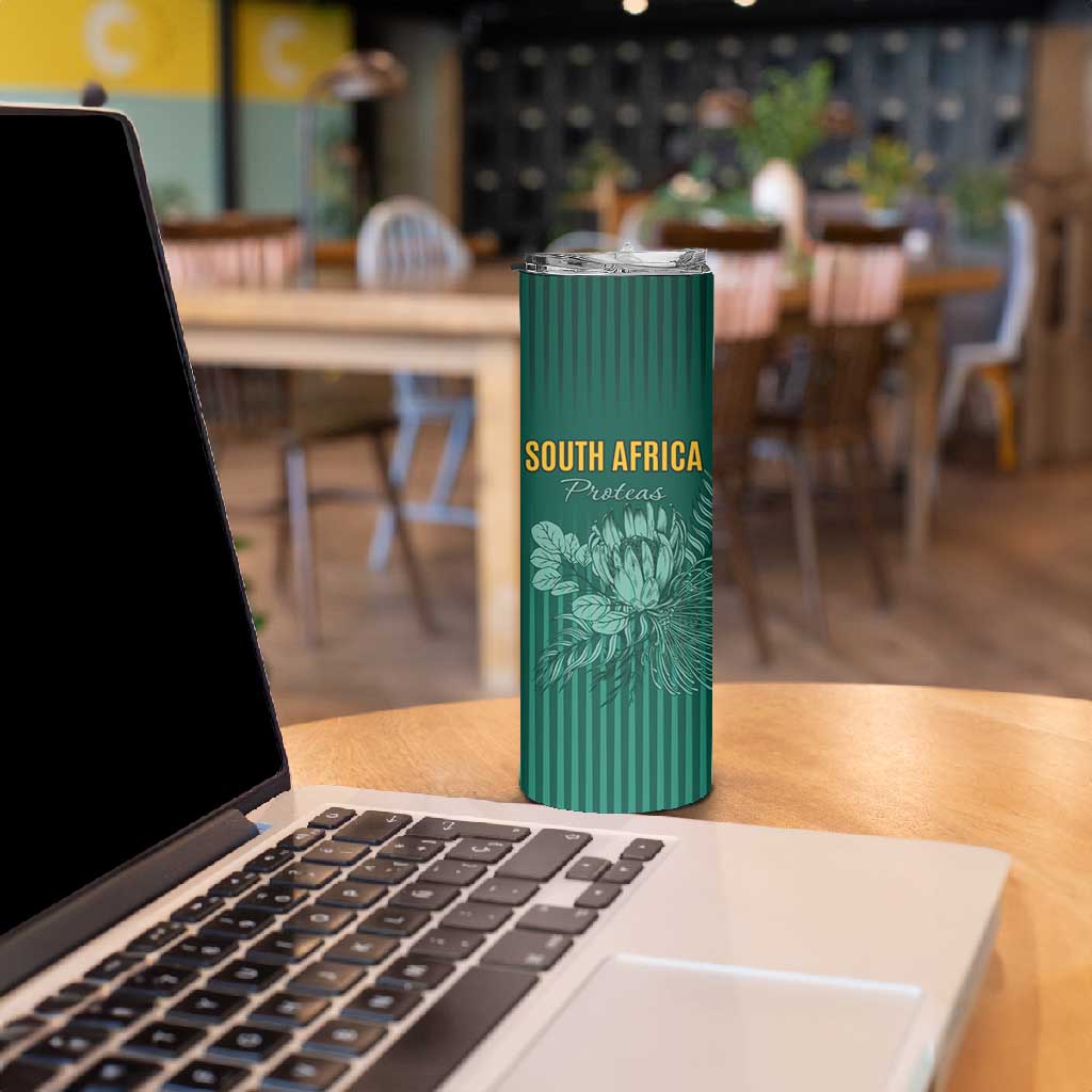 Custom South Africa Cricket Skinny Tumbler Come On Proteas LT15