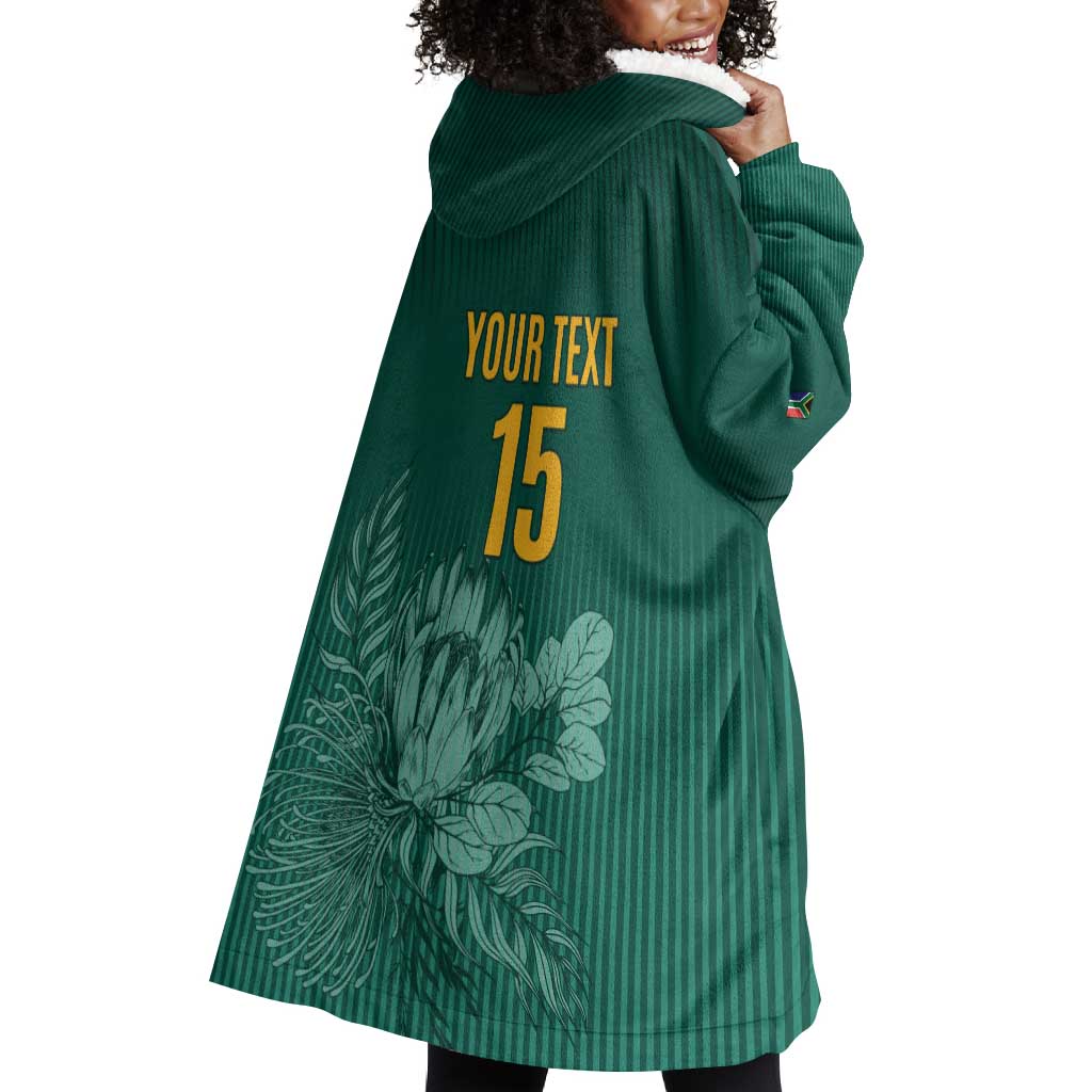 Custom South Africa Cricket Wearable Blanket Hoodie Come On Proteas LT15