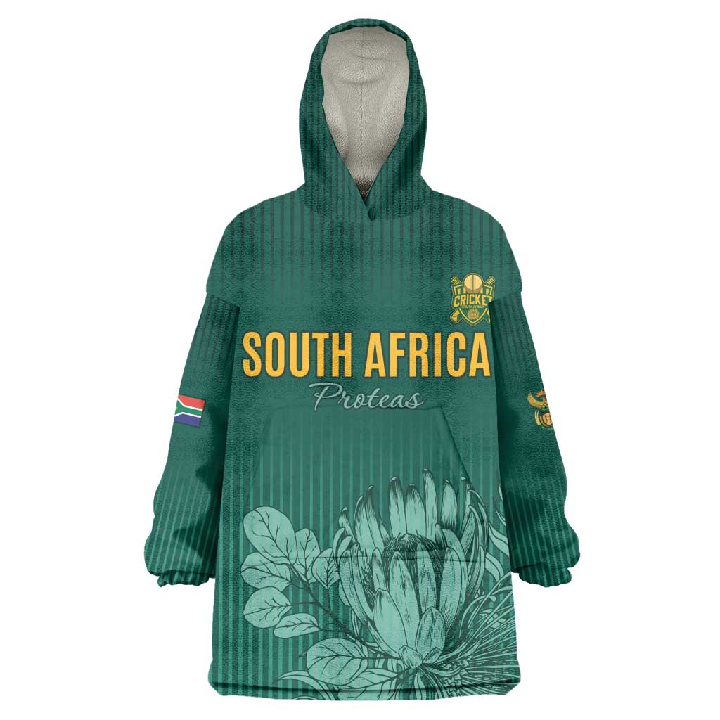 Custom South Africa Cricket Wearable Blanket Hoodie Come On Proteas LT15