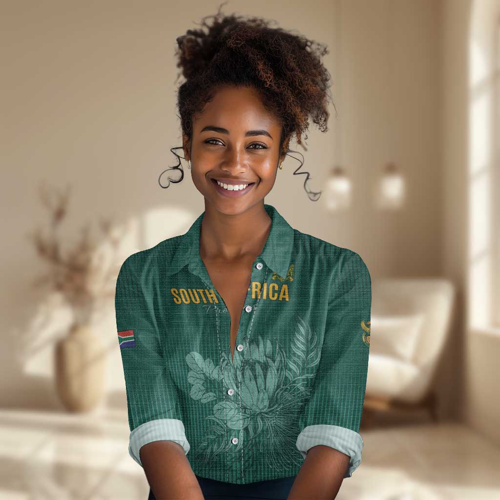 Custom South Africa Cricket Women Casual Shirt Come On Proteas LT15