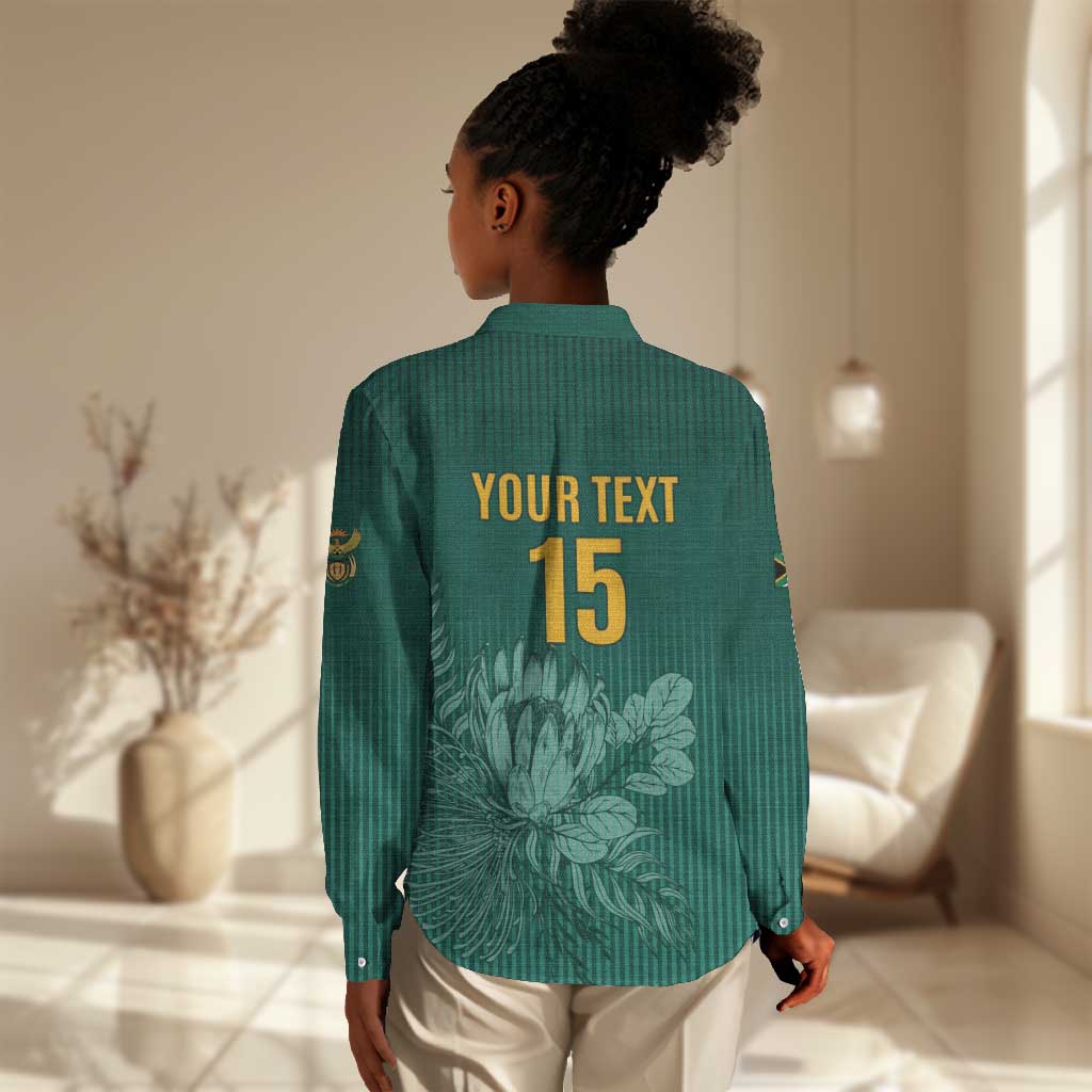 Custom South Africa Cricket Women Casual Shirt Come On Proteas LT15