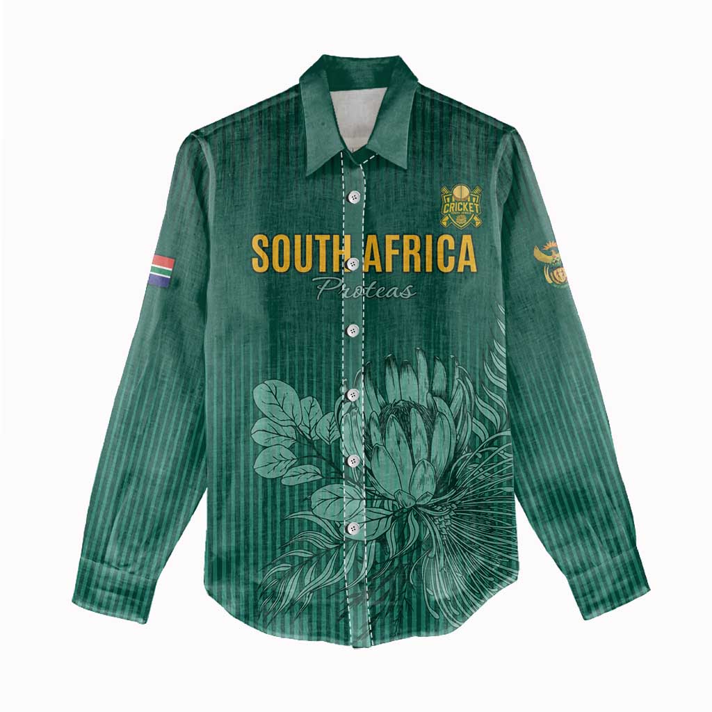 Custom South Africa Cricket Women Casual Shirt Come On Proteas LT15