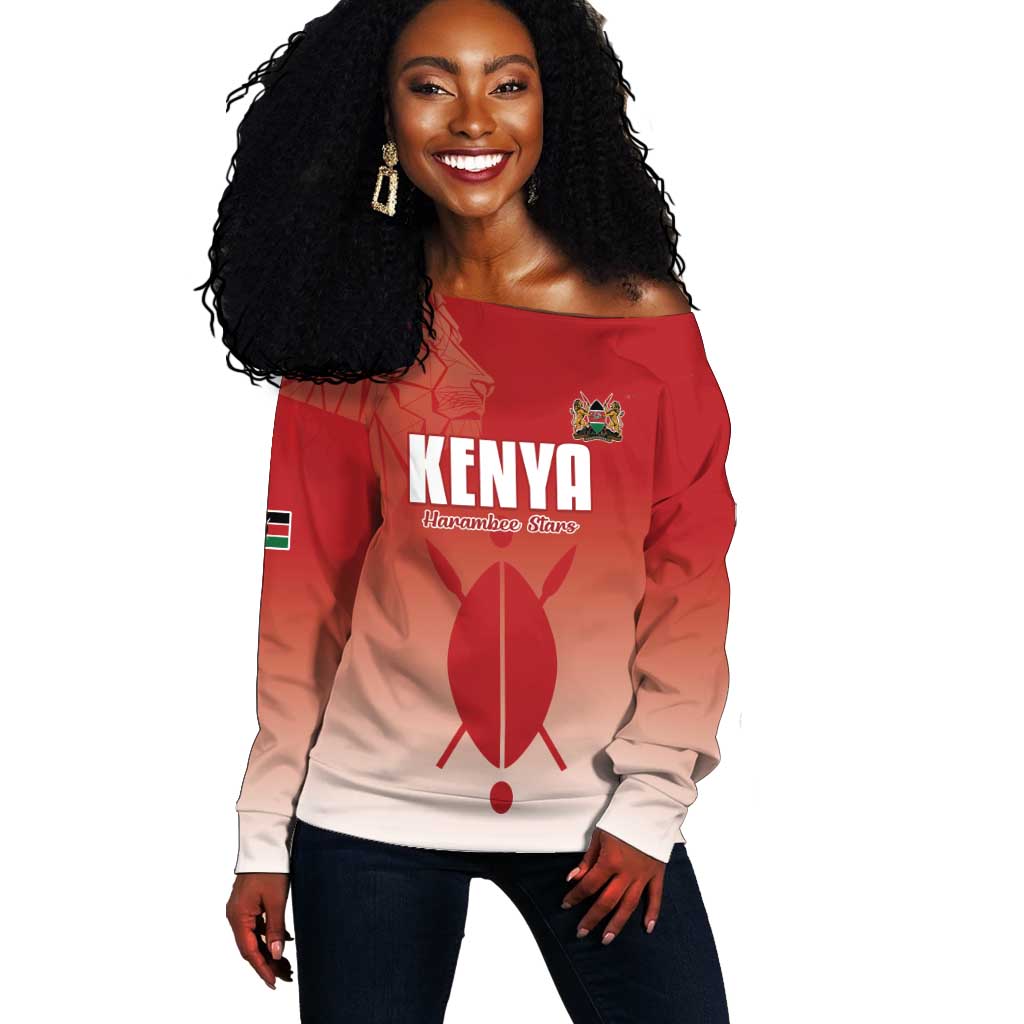 Kenya Football Custom Off Shoulder Sweater Go Harambee Stars Go LT15