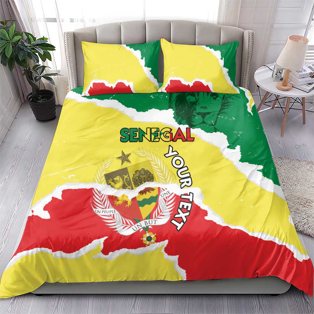 Custom Senegal Beach Soccer 2025 Bedding Set Go Champions - Grunge Style LT15