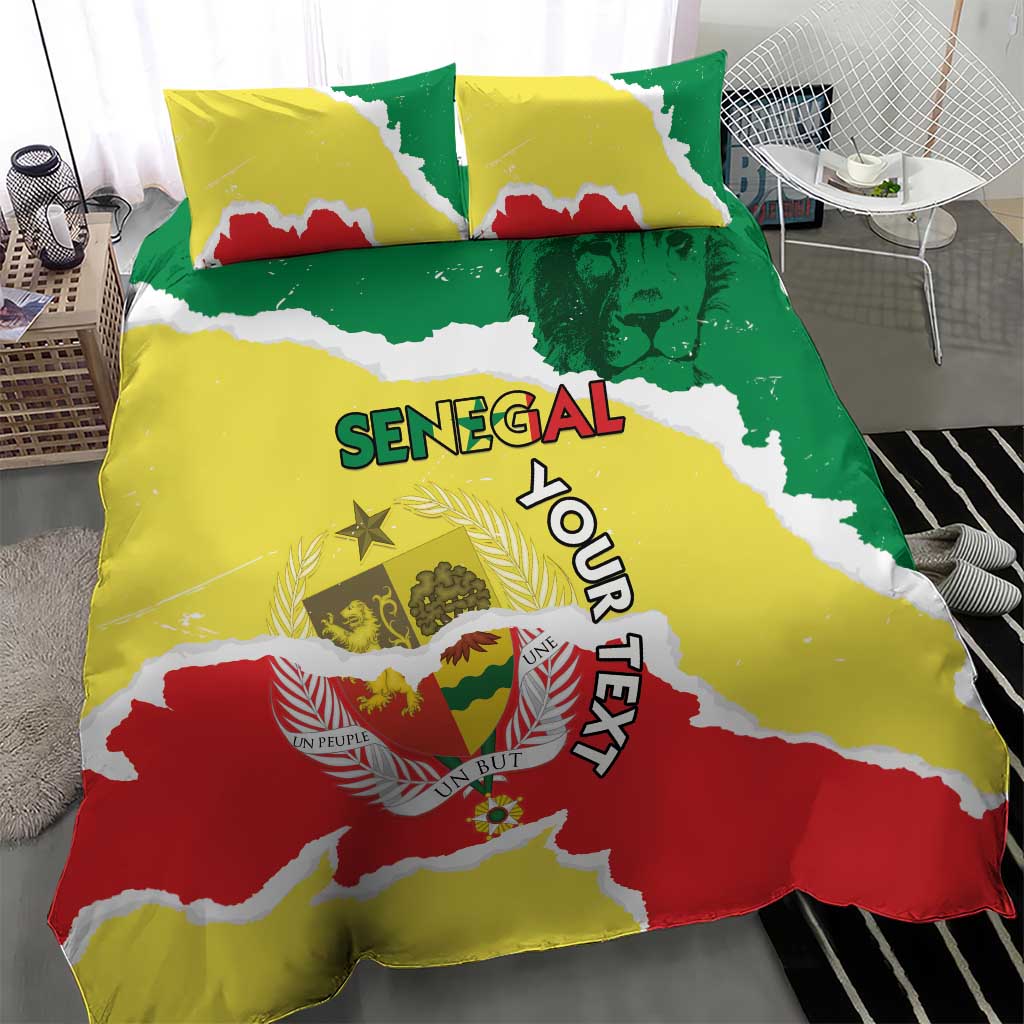 Custom Senegal Beach Soccer 2025 Bedding Set Go Champions - Grunge Style LT15