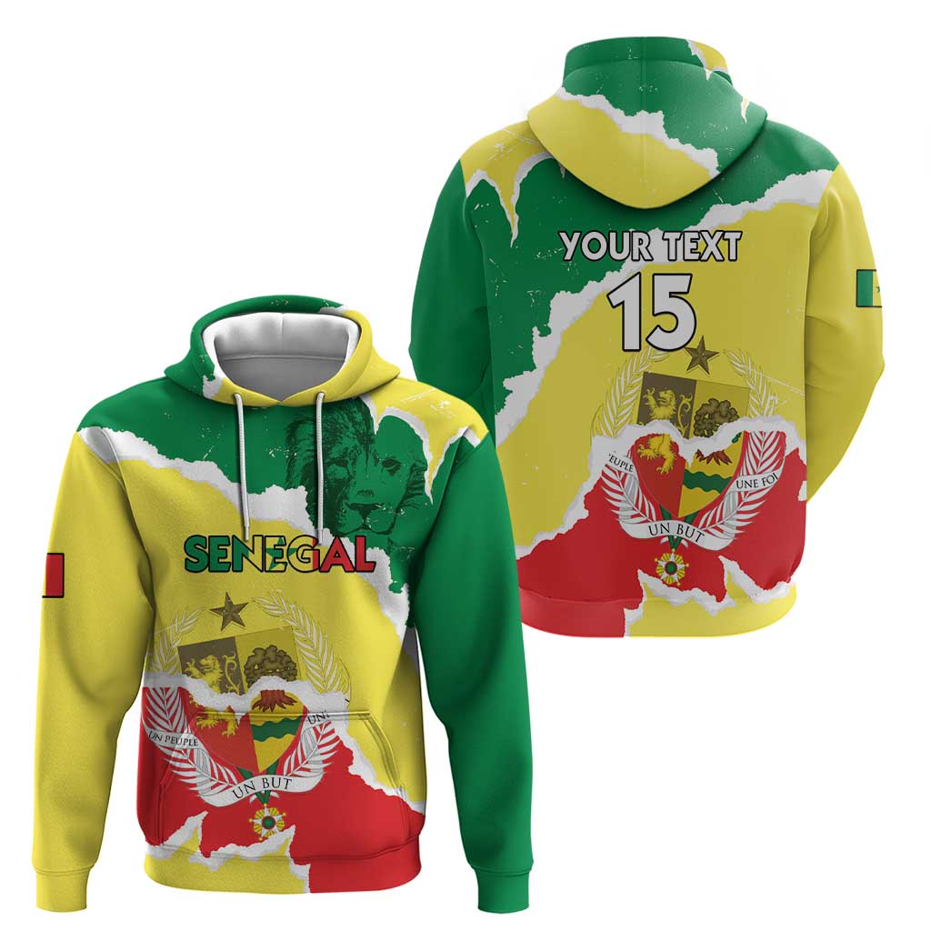 Custom Senegal Beach Soccer 2025 Hoodie Allez Lions de la Teranga LT15